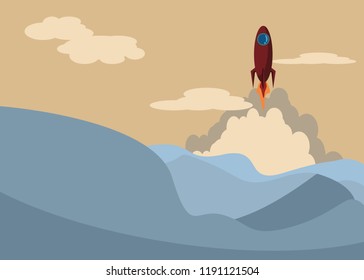 rocket in nature vector illustration 