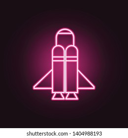 Rocket neon icon. Elements of Space set. Simple icon for websites, web design, mobile app, info graphics