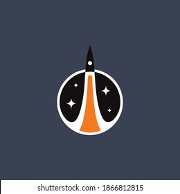 El diseño del logotipo moderno nocturno del cohete. Cohetes en la plantilla de vectores nocturnos