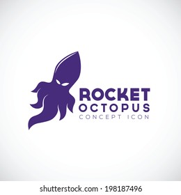 Rocket Octopus Abstract Concept Icon or Logo Template