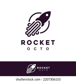 Rocket Octopus Abstract Logo Template vector illustration