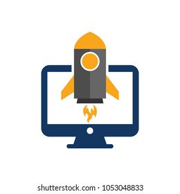 Rocket omputer Logo Icon Design