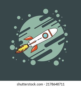 rocket on abstract circle base. logo , symbol, badge of technology. vector eps 10