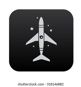 Rocket on black button blackboard,vector