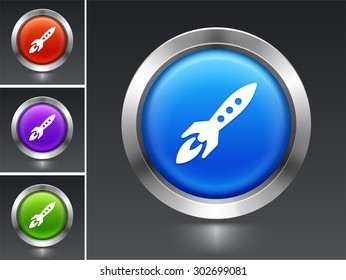 Rocket on Blue Round Button