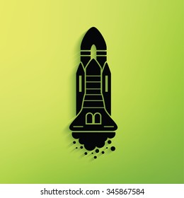 
Rocket on green background,clean vector