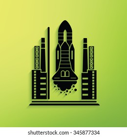 
Rocket on green background,clean vector
