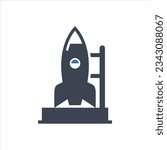 Rocket on a launch pad icon