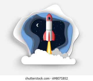 Rocket on layred background