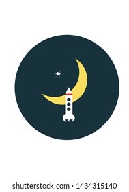 Rocket on the moon background