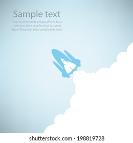 Rocket on sky blue color