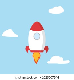 Rocket on the sky , Business Start up  , Success Idea , Illustration Vector