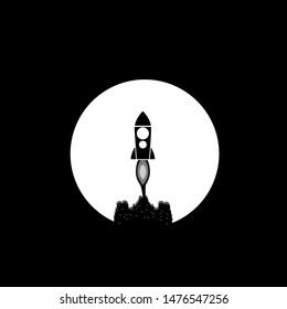 Rocket on the sky vector graphic design 