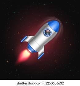 Rocket on space background. Vector illustration.