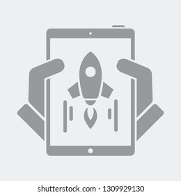 Rocket on tablet icon