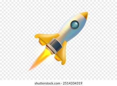 rocket on transparent background, startup object. Vector illustration