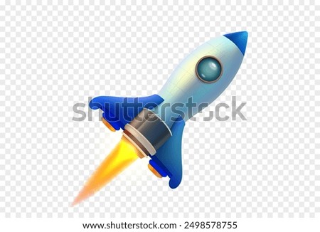 rocket on transparent background, startup object. Vector illustration