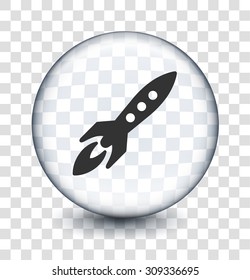 Rocket on Transparent Round Button