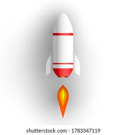 Rocket on white background. Vector illustration.