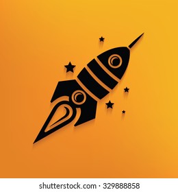 Rocket on yellow background,clean vector