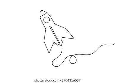 Dibujo de Vector de contorno minimalista abstracto de una línea Rocket