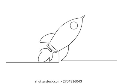 Dibujo de Vector de contorno minimalista abstracto de una línea Rocket