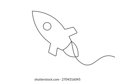 Rocket one line abstract minimalist outline vector drawing