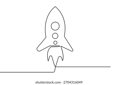 Foguete uma linha abstrata minimalista esboço vetor desenho