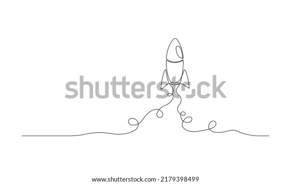 Rocket One Line Art Rocket Launch Stock Vector (Royalty Free ...