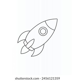 Rocket one line drawing. Continuous vector design