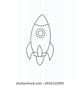 Rocket one line drawing. Continuous vector design
