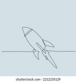 Rocket one line minimalist icons