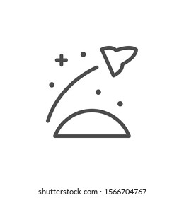 Rocket in orbit line outline icon