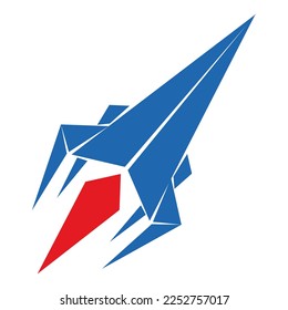 Rocket. Origami. Rocket simple icon