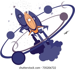 rocket in outer space