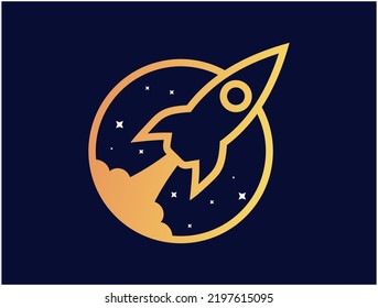 Rocket in outer space vector