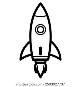 Rocket outline coloring page for kids
