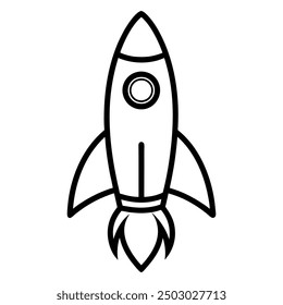 Rocket outline coloring page for kids