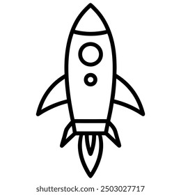 Rocket outline coloring page for kids