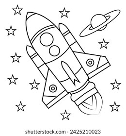 Rocket outline drawing coloring book page