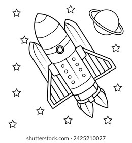 Rocket outline drawing coloring book page