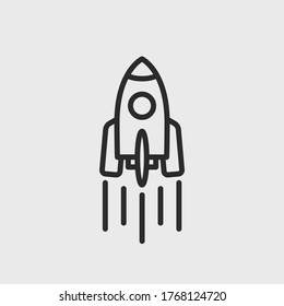 Rocket outline icon. Rocket ship launch icon isolated on white background. Startup logo. Vector illustration