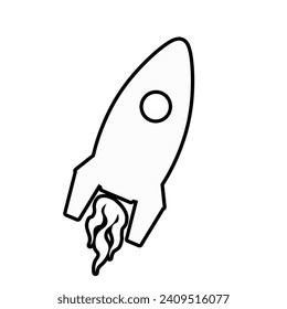 Rocket outline icon vector on white background.