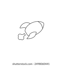 Raketenkonturgrafik, flaches Design zweifarbig
