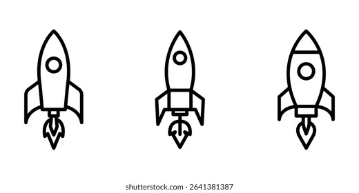 rocket outline or line icon design bundle.