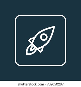 Rocket Outline Symbol. Premium Quality Isolated Launch Element In Trendy Style.