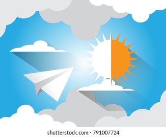 Rocket paper in the sky.