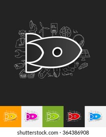 rocket paper sticker with hand drawn elements