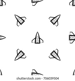 Rocket pattern repeat seamless in black color for any design. Vector geometric illustration