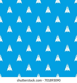 Rocket pattern repeat seamless in blue color for any design. Vector geometric illustration